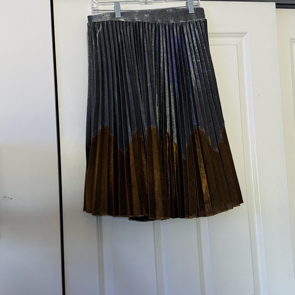 HD in Paris Gray and Gold A-Line Skirt - Picture 5 of 11